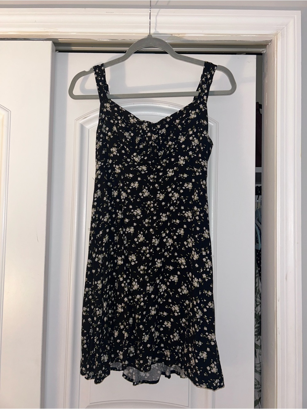 Old Navy Black Sundress with Cream Floral Print
